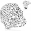 Šperky eshop - Masívny oceľový prsteň v striebornom odtieni, sieťovaná lebka AB12.18 - Veľkosť: 64 mm Šperky eshop - Masívny oceľový prsteň v striebornom odtieni, sieťovaná lebka AB12.18 - Veľkosť: 64 mm