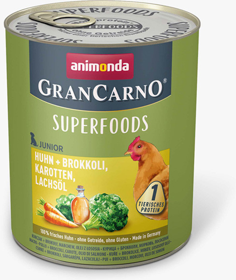 Animonda GranCarno Junior Superfoods Kuracie brokolica mrkva a lososový olej 0,8 kg