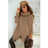 Fashionweek Sveter pončo s rolákom so strapcami BOHO ŠTÝL JK-GAJA Farba: CAPPUCCINO, Veľkosť: Universal Fashionweek Sveter pončo s rolákom so strapcami BOHO ŠTÝL JK-GAJA Farba: CAPPUCCINO, Veľkosť: Universal