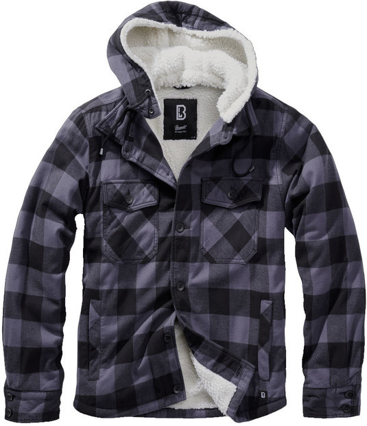 Brandit Lumberjacket bunda s kapucňou čierno-šedá