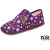 Beda prezúvky barefoot fialové kvietky - širší typ Beda prezúvky barefoot fialové kvietky - širší typ