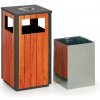 Vonkajší odpadkový kôš s popolníkom, 380 x 380 x 755 mm, čierna / dezén dreva Vonkajší odpadkový kôš s popolníkom, 380 x 380 x 755 mm, čierna / dezén dreva