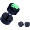 Šperky eshop - Akrylový fake plug do ucha - zelená lebka na koliesku PC35.08 Šperky eshop - Akrylový fake plug do ucha - zelená lebka na koliesku PC35.08