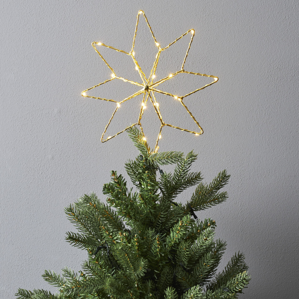 STAR TRADING Svietiaca vianočná hviezda na stromček Topsy Gold