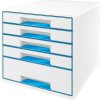 Zásuvkový box Leitz WOW CUBE, 5 zásuvek, bílá/světle modrá Zásuvkový box Leitz WOW CUBE, 5 zásuvek, bílá/světle modrá