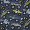 Bavlnený popelín s monster truckami, digitálna tlač 1 m Bavlnený popelín s monster truckami, digitálna tlač 1 m