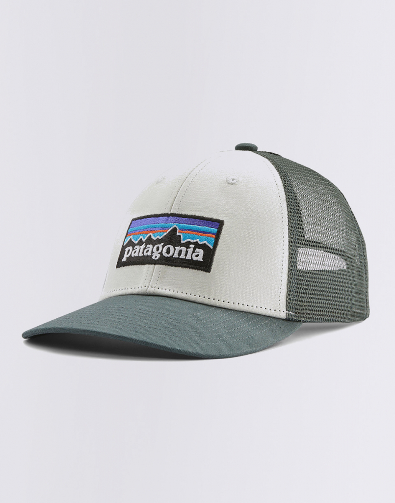 Patagonia P-6 Logo LoPro Trucker Hat White w/Nouveau Green