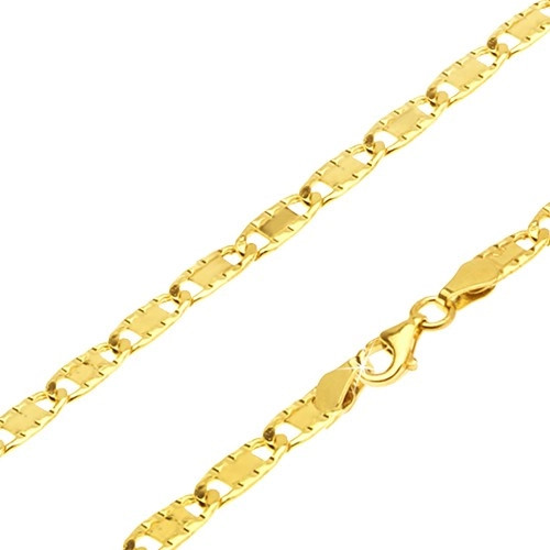 Šperky eshop Retiazka zo žltého 14K zlata ploché podlhovasté články, ryhy S3GG28.13