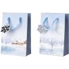 Taška darčeková 100x150 mm zimná krajina mix, modrá, biela Taška darčeková 100x150 mm zimná krajina mix, modrá, biela