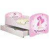 Detská posteľ - Ružová víla + meno 160x80 cm + šuplík Detská posteľ - Ružová víla + meno 160x80 cm + šuplík