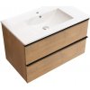 CERANO - Kúpeľňová skrinka pod umývadlo s úchytkou Velora + keramické umývadlo Todo - dub medový, čierna úchytka - 79x53x46 cm CER-665164 CERANO - Kúpeľňová skrinka pod umývadlo s úchytkou Velora + keramické umývadlo Todo - dub medový, čierna úchytka - 79x53x46 cm CER-665164
