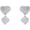 Strieborné náušnice Diamond Cut Double Heart E6491