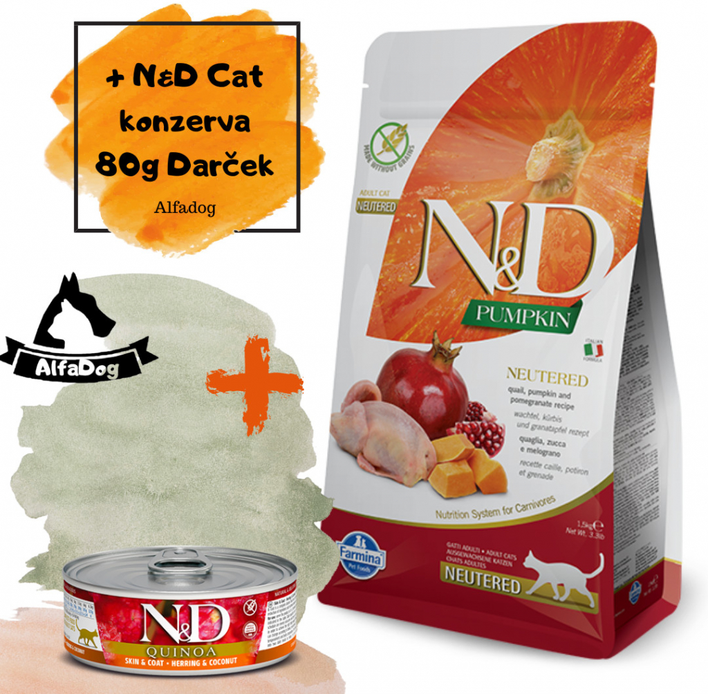 N&D GF Pumpkin CAT NEUTERED Quail & Pomegranate 5 kg