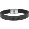 Ewena Pánsky kožený náramok čierny s menom Jakub + Darčekové balenie Ewena Pánsky kožený náramok čierny s menom Jakub + Darčekové balenie