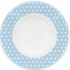 Pastelovo modrý retro porcelánový hlboký tanier s bodkovaným bielym dekorom o priemere 22 cm Isabelle Rose 35875 Pastelovo modrý retro porcelánový hlboký tanier s bodkovaným bielym dekorom o priemere 22 cm Isabelle Rose 35875