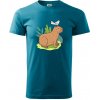 Kapybara a vtáčik - Klasické pánske tričko vyššej gramáže - L ( Tmavý tyrkys ) Kapybara a vtáčik - Klasické pánske tričko vyššej gramáže - L ( Tmavý tyrkys )