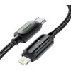 ESSAGER ES-X57 –3 meter, kábel USB Type-C – Lightning. Digitálny displej, nabíjanie 29 W, perleťový látkový kryt. ESSAGER ES-X57 –3 meter, kábel USB Type-C – Lightning. Digitálny displej, nabíjanie 29 W, perleťový látkový kryt.