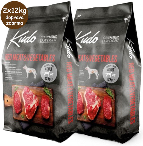 Kudo Dog LG Adult Medium & Maxi Red Meat 2 x 12 kg