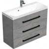 Kúpeľňová skrinka s čiernou úchytkou a umývadlom SAT Cube Way 100x76,5x40 cm betón mat CUBE2C1003BE Kúpeľňová skrinka s čiernou úchytkou a umývadlom SAT Cube Way 100x76,5x40 cm betón mat CUBE2C1003BE