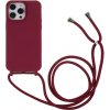 Kryt na iPhone 14 Pro gumový so šnúrkou na krk vínový Kryt na iPhone 14 Pro gumový so šnúrkou na krk vínový