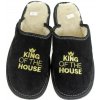 Luxusné pánske čierne zateplené papuče KING of the HOUSE