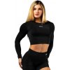 Seamless crop top s dlouhým rukávem POWER 892 černý