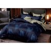 Posteľná obliečka tmavomodrá s motívom pierok Paplón: 160x200 cm | Vankúš 2x: 70x80 cm modrá Posteľná obliečka tmavomodrá s motívom pierok Paplón: 160x200 cm | Vankúš 2x: 70x80 cm modrá