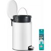 Kovový okrúhly kuchynský odpadkový kôš, 20 L, s pedálom, vyberateľné vnútorné vedro, biela Kovový okrúhly kuchynský odpadkový kôš, 20 L, s pedálom, vyberateľné vnútorné vedro, biela