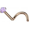 Šperky eshop - Zahnutý titánový piercing do nosa - farebný syntetický opál, 0,8 mm W49.04 - Farba piercing: Zlatá - biela Šperky eshop - Zahnutý titánový piercing do nosa - farebný syntetický opál, 0,8 mm W49.04 - Farba piercing: Zlatá - biela