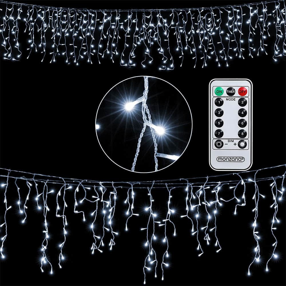 Monzana 107647 Vianočná reťaz svetelné cencúle LED studená biela 10m