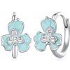 For Silver Uzavreté náušnice s kvetom modrého irisu a zirkónom- Striebro 925 For Silver Uzavreté náušnice s kvetom modrého irisu a zirkónom- Striebro 925