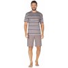 Pánské pyžamo krátké s proužkovaným vzorem hnědé Pánské pyžamo krátké s proužkovaným vzorem hnědé