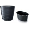 PROSPERPLAST Kvetináč oválny vysoký s vkladom FREZE antracit 59,3 cm PROSPERPLAST Kvetináč oválny vysoký s vkladom FREZE antracit 59,3 cm