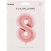 PartyDeco Fóliový balón narodeninové číslo 8 ružový 86cm
