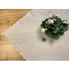 Vyšívaný obrus a ovál VYRÁŽANÉ KVETY bielej kruh 150 cm Vyšívaný obrus a ovál VYRÁŽANÉ KVETY bielej kruh 150 cm