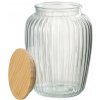 Sklenená transparentná dóza s vrúbkovaným dekorovaním a bambusovým poklopom 14,5 x 14,5 x 20,5 cm Jolipa 43753 Sklenená transparentná dóza s vrúbkovaným dekorovaním a bambusovým poklopom 14,5 x 14,5 x 20,5 cm Jolipa 43753