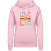 AWDis Hoodie Mikina - Dúhový dizajn - Love is Love - Bábätkovská ružová - XXL - Dámske AWDis Hoodie Mikina - Dúhový dizajn - Love is Love - Bábätkovská ružová - XXL - Dámske