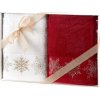 Eurofirany Vianočné uteráky v krabici vyšívané JOY 06 červeno biele 2 ks 50 x 90 cm