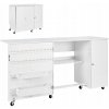 Šijací Stôl s Kolieskami a Magnetickými Dvierkami, Skladacia Konštrukcia, Biely Šijací Stôl s Kolieskami a Magnetickými Dvierkami, Skladacia Konštrukcia, Biely