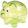 Pokladnička prasiatko PK90-30, 10cm, plastová, transparentná, rôzne farby Zelená Pokladnička prasiatko PK90-30, 10cm, plastová, transparentná, rôzne farby Zelená