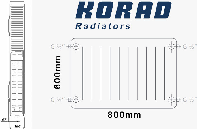 Korad Radiators 22K 600 x 800 mm