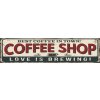 Ceduľa Coffee Shop - Love is Brewing - 40cm x 10cm Plechová tabuľa Ceduľa Coffee Shop - Love is Brewing - 40cm x 10cm Plechová tabuľa