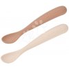 Prvé tréningové lyžičky First Age Silicone Spoons Clay Duo Beaba zo silikónu na samostatné jedenie v praktickom obale 2 kusy hnedé od 4 mes