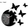 Nalepovacie hodiny na stenu s motívom motýľov čierna Nalepovacie hodiny na stenu s motívom motýľov čierna