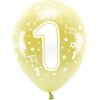 Balóny Eco 33 cm, Číslo ''1'', svetlo zlaté, 6 ks Balóny Eco 33 cm, Číslo ''1'', svetlo zlaté, 6 ks