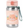 Skip Hop Spark Style Fľaša so slamkou na vodu nerez Mačička 12m+ 350 ml