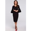 EU XL K002 Šaty s volánmi na rukávoch - čierne EU XL K002 Šaty s volánmi na rukávoch - čierne