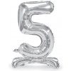Party Fóliový balón samostatne stojace číslo 5, strieborný 70 cm Party Fóliový balón samostatne stojace číslo 5, strieborný 70 cm