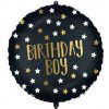 Procos Fóliový balón Čierno zlatý Birthday Boy 46 cm