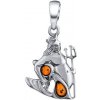 SILVEGO Strieborný prívesok znamenia zverokruhu Vodnár s Jantárom AAJ180P02